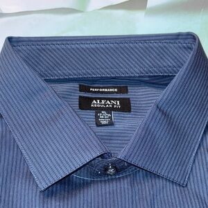 Alfani Men's Navy Pinstripe Dress Shirt 17/17.5 NWT